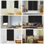 Blackout Blinds for Windows，Temporary Window Shades No Drill Blinds Self Adhesive Blinds Black Mini Blinds for Living Room Kithchen Bathroom Window - 24 x 59 Inch (Fits Windows 15in-24 in)