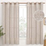 YoungsTex Linen Curtains 63 Inch Length 2 Panels for Living Room - Beige Semi Sheer Drapes Light Filtering with Bronze Grommet Netural Window Treatments for Bedroom Office Country, 52 X 63 Inch