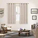 YoungsTex Linen Curtains 63 Inch Length 2 Panels for Living Room - Beige Semi Sheer Drapes Light Filtering with Bronze Grommet Netural Window Treatments for Bedroom Office Country, 52 X 63 Inch