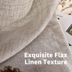 YoungsTex Linen Curtains 63 Inch Length 2 Panels for Living Room - Beige Semi Sheer Drapes Light Filtering with Bronze Grommet Netural Window Treatments for Bedroom Office Country, 52 X 63 Inch