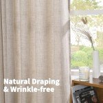 YoungsTex Linen Curtains 63 Inch Length 2 Panels for Living Room - Beige Semi Sheer Drapes Light Filtering with Bronze Grommet Netural Window Treatments for Bedroom Office Country, 52 X 63 Inch