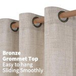YoungsTex Linen Curtains 63 Inch Length 2 Panels for Living Room - Beige Semi Sheer Drapes Light Filtering with Bronze Grommet Netural Window Treatments for Bedroom Office Country, 52 X 63 Inch