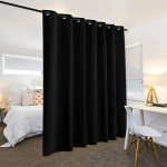 RYB HOME Blackout Thermal Insulated Blind Curtains, Noise Reduce Barrier for Nursery, Portable Curtain for Sliding Glass Door/Storage/Space Room Divider, 7 ft Tall x 8.3 ft Wide, Black, 1 Panel