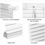 LazBlinds No Tools No Drill 1" Vinyl Mini Blinds, Cordless Blinds for Windows, Light Filtering Horizontal Window Blinds & Shades, 27" W x 64" H, White