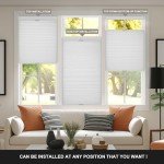 Boolegon No Drill No Tools Cellular Shades Top Down Bottom Up Honeycomb Blinds Blackout Cordless Window Blinds Easy to Install Cellular Shade for Windows,Blackout-White,Custom Size