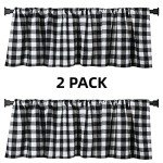 2 Pack Buffalo Check Plaid Window Valances White and Black Farmhouse Design Window Treatment Decor Curtains Rod Pocket Valances for Kitchen/Living Room 16" x 56"