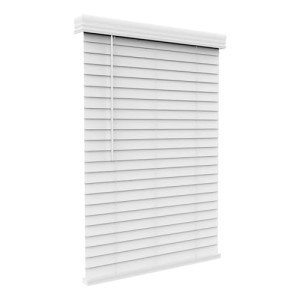 ARLO BLINDS Faux Wood Blinds with Crown Valance - 29.5" Width x 60" Height, White, Cordless Window Blinds & Shades - Blinds for Indoor Windows, 2" Faux Wooden Blinds for Home, Window Shades