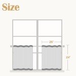 jinchan Floral Kitchen Curtains for Windows 24 Inch Linen Tier Farmhouse Cafe Curtains Country Botanic Small Window Rod Pocket Rustic Flax for Laundry Bathroom RV 2 Panels Blue on Beige