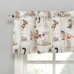 No. 918 Brew Coffee Shop Semi-Sheer Rod Pocket Kitchen Curtain Valance and Tiers Set, 54" x 24", White