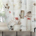 No. 918 Brew Coffee Shop Semi-Sheer Rod Pocket Kitchen Curtain Valance and Tiers Set, 54" x 24", White