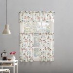 No. 918 Brew Coffee Shop Semi-Sheer Rod Pocket Kitchen Curtain Valance and Tiers Set, 54" x 24", White