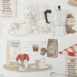 No. 918 Brew Coffee Shop Semi-Sheer Rod Pocket Kitchen Curtain Valance and Tiers Set, 54" x 24", White