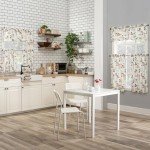 No. 918 Brew Coffee Shop Semi-Sheer Rod Pocket Kitchen Curtain Valance and Tiers Set, 54" x 24", White