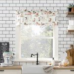 No. 918 Brew Coffee Shop Semi-Sheer Rod Pocket Kitchen Curtain Valance and Tiers Set, 54" x 24", White