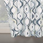 No. 918 Barker Geometric Semi-Sheer Rod Pocket Kitchen Curtain Valance and Tiers Set, 54" x 36", White