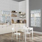 No. 918 Barker Geometric Semi-Sheer Rod Pocket Kitchen Curtain Valance and Tiers Set, 54" x 36", White