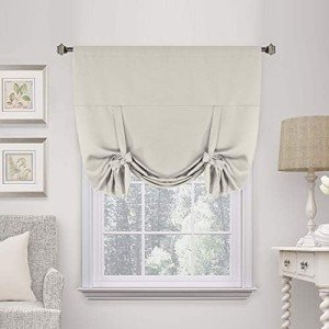 H.Versailtex Kitchen Tie Up Curtain Thermal Insulated Tie Up Window Blind for Small Window Rod Pocket Panel - 42" Wide by 63" Long - Ivory/Cream
