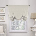 H.Versailtex Kitchen Tie Up Curtain Thermal Insulated Tie Up Window Blind for Small Window Rod Pocket Panel - 42" Wide by 63" Long - Ivory/Cream