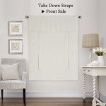 H.Versailtex Kitchen Tie Up Curtain Thermal Insulated Tie Up Window Blind for Small Window Rod Pocket Panel - 42" Wide by 63" Long - Ivory/Cream