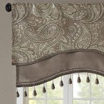 Madison Park Faux Silk Paisley Jacquard, Rod Pocket Curtain with Privacy Lining for Living Room, Kitchen, Bedroom and Dorm, 50 in x 18 in, Blue Bead Trim