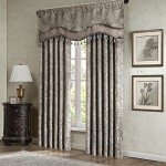 Madison Park Faux Silk Paisley Jacquard, Rod Pocket Curtain with Privacy Lining for Living Room, Kitchen, Bedroom and Dorm, 50 in x 18 in, Blue Bead Trim