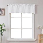 Gwine White Valance for Windows, Light Filtering Faux Linen Textured Kitchen Valance for Window, Rod Pocket Small Short Curtain for Bathroom Laundry Room Basement, 60Wx14L inch, 1 Piece
