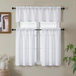 Gwine White Valance for Windows, Light Filtering Faux Linen Textured Kitchen Valance for Window, Rod Pocket Small Short Curtain for Bathroom Laundry Room Basement, 60Wx14L inch, 1 Piece