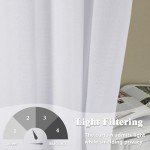 Gwine White Valance for Windows, Light Filtering Faux Linen Textured Kitchen Valance for Window, Rod Pocket Small Short Curtain for Bathroom Laundry Room Basement, 60Wx14L inch, 1 Piece