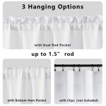 Gwine White Valance for Windows, Light Filtering Faux Linen Textured Kitchen Valance for Window, Rod Pocket Small Short Curtain for Bathroom Laundry Room Basement, 60Wx14L inch, 1 Piece