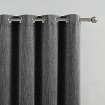 Melodieux Elegant Cotton Room Darkening Blackout Curtains for Living Room Bedroom Thermal Insulated Privacy Grommet Window Curtain Panels, 52 by 84 Inch, Black(1 Panel