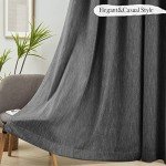 Melodieux Elegant Cotton Room Darkening Blackout Curtains for Living Room Bedroom Thermal Insulated Privacy Grommet Window Curtain Panels, 52 by 84 Inch, Black(1 Panel