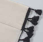 RYNGHIPY Cotton Linen Boho Curtains with Tassels Black and Ivory Striped Curtains Valances for Windows Farmhouse Window Treatment for Kitchen Bathroom 55-inch by 18-inch