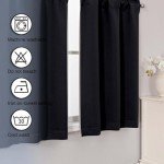 Chyhomenyc Short Black Out Curtains 36 Inch Length, Small Blackout Curtain Tier Rod Pocket Half Window Curtains for Kitchen Basement Cabinet Camper RV Bunk, 2 PCS, Each 30" Wx36 L, Black
