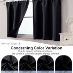 Chyhomenyc Short Black Out Curtains 36 Inch Length, Small Blackout Curtain Tier Rod Pocket Half Window Curtains for Kitchen Basement Cabinet Camper RV Bunk, 2 PCS, Each 30" Wx36 L, Black