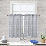 CAROMIO Farmhouse Kitchen Curtains 24 Inch Length Sets Short Boho Linen Small Window Curtains for Cafe Bathroom Basement (Grey, 2 Panels)
