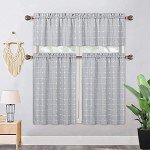 CAROMIO Farmhouse Kitchen Curtains 24 Inch Length Sets Short Boho Linen Small Window Curtains for Cafe Bathroom Basement (Grey, 2 Panels)
