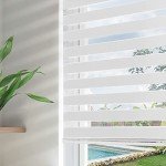 Joydeco 33 Inch Wide White Cordless Zebra Blinds for Windows,Privacy Light Filtering Dual Layer Roller Shades for Home Office Bedroom, 33" W×75" H