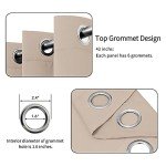 Easy-Going Blackout Curtains for Bedroom, Solid Thermal Insulated Grommet and Noise Reduction Window Drapes, Room Darkening Curtains for Living Room, 2 Panels(42x63 in, Beige)