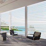 Joydeco 33 Inch Wide White Cordless Zebra Blinds for Windows,Privacy Light Filtering Dual Layer Roller Shades for Home Office Bedroom, 33" W×75" H