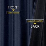 Chyhomenyc Uptown Navy Blue Kitchen Tier Curtains 36 Inch Length 2 Panels, Faux Silk Room Darkening Privacy Short Curtains for Small Window Farmhouse Bedroom Basement Bathroom, Each 30x36 Inch,