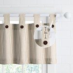 July Joy 3-Piece Cotton Tier Curtains 36 Inches Long Country Kitchen Curtains Set Tab Top for Small Window Bathroom Farmhouse 56" x 36", Linen