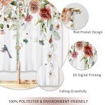 Laifzere Watercolor Floral Kitchen Curtains Flower Plant Small Short Cafe Window Curtains Rustic Colorful Wildflower Plants Blossom Spring Rod Pocket Tier Window Treatment Drapes (27.5x39 Inch)