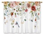 Laifzere Watercolor Floral Kitchen Curtains Flower Plant Small Short Cafe Window Curtains Rustic Colorful Wildflower Plants Blossom Spring Rod Pocket Tier Window Treatment Drapes (27.5x39 Inch)
