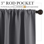 RYB HOME Blackout Curtains for Bathroom - Solid Light Block Blinds Privacy Light Block Drapes for Kitchen Cabinet Kids Nursery Bedroom Laundry Cafe Window Decor, W 29 x L 36, Grey, 1 Pair