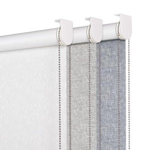 Persilux 100% Blackout Roller Shades Blinds for Windows (72" H x 34" W, Grey) Striped Jacquard Thermal Insulated UV Protection Privacy Window Blinds for Living Room, Easy to Install