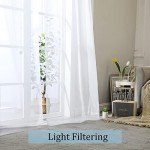 OWENIE White Sheer Curtains, 45 inches Long, 2 Panels, Rod Pocket, Light Filtering, Cafe Curtains for Kitchen, Bedroom, Small Window, 42W x 45L, 100% Polyester