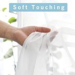 OWENIE White Sheer Curtains, 45 inches Long, 2 Panels, Rod Pocket, Light Filtering, Cafe Curtains for Kitchen, Bedroom, Small Window, 42W x 45L, 100% Polyester