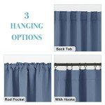 RYB HOME Blackout Curtains for Kitchen, Room Darkening Half Window Treatment Energy Saving Privacy Valances Tiers for Bedroom Bathroom Dining Room, Stone Blue, W42 x L45 inch, 2 Panels