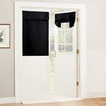 RYB HOME Black Room Darkening French Door Curtains, Thermal Insulated Blackout Blinds Full Privacy Assured Small Window Shade for Kitchen Patio Glass Door, W26 x L40 inch, 1 Panel