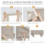 RYB HOME 100% Blackout Linen Door Window Curtains for French Door, Tricia Room Darkening Adhesive Privacy Assured Thermal Insulated Blinds for Kitchen Glass Window, W 26 x L 40, 1 Panel, Sand